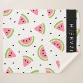 ピンクのスイカ、スイカの種、あなたの名前 シェルパブランケット (正面(横))