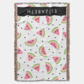 ピンクのスイカ、スイカの種、あなたの名前 スローブランケット (正面縦)