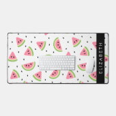 ピンクのスイカ、スイカの種、あなたの名前 デスクマット (キーボード&マウス)