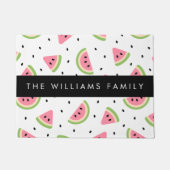 ピンクのスイカ、スイカの種、あなたの名前 ドアマット (正面)