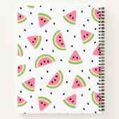 ピンクのスイカ、スイカの種、あなたの名前 ノートブック (裏面)