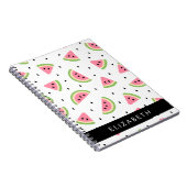 ピンクのスイカ、スイカの種、あなたの名前 ノートブック (右側)