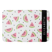 ピンクのスイカ、スイカの種、あなたの名前 バスマット (正面)