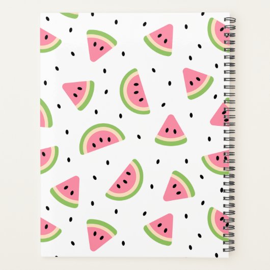 ピンクのスイカ、スイカの種、あなたの名前 プランナー手帳 (裏面)
