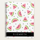 ピンクのスイカ、スイカの種、あなたの名前 プランナー手帳 (正面)