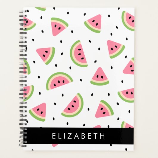 ピンクのスイカ、スイカの種、あなたの名前 プランナー手帳 (正面)
