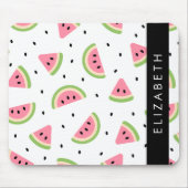 ピンクのスイカ、スイカの種、あなたの名前 マウスパッド (正面)