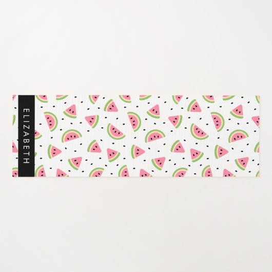 ピンクのスイカ、スイカの種、あなたの名前 ヨガマット (正面(横))