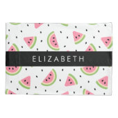 ピンクのスイカ、スイカの種、あなたの名前 枕カバー (裏面)