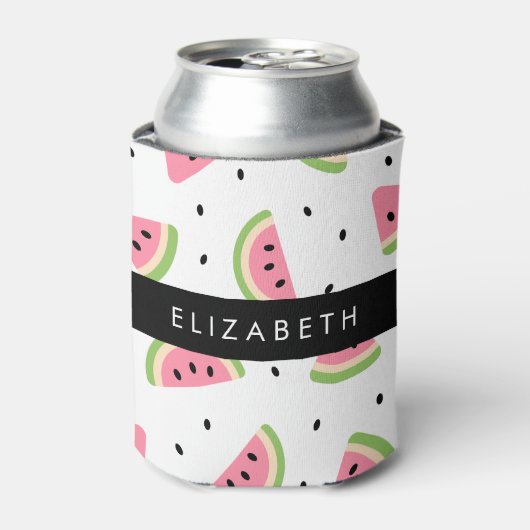 ピンクのスイカ、スイカの種、あなたの名前 缶クーラー (缶正面)