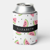 ピンクのスイカ、スイカの種、あなたの名前 缶クーラー (缶裏面)