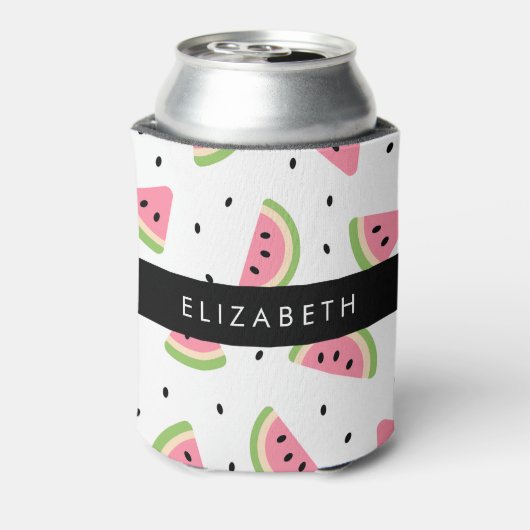 ピンクのスイカ、スイカの種、あなたの名前 缶クーラー (缶裏面)