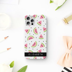 ピンクのスイカ、スイカの種、あなたの名前 iPhone 12 PROケース