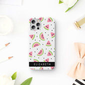 ピンクのスイカ、スイカの種、あなたの名前 iPhoneケース