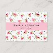 ピンクのスイカ、スイカの種、果物店 名刺 (正面)