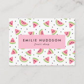 ピンクのスイカ、スイカの種、果物店 名刺 (正面)