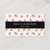 ピンクのスイカ、スイカの種、果物店 名刺 (正面)