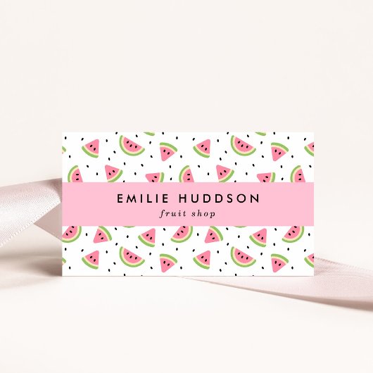 ピンクのスイカ、スイカの種、果物店 名刺
