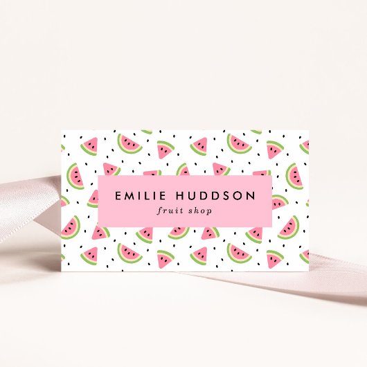 ピンクのスイカ、スイカの種、果物店 名刺