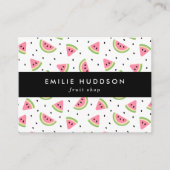 ピンクのスイカ、スイカの種、果物店 名刺 (正面)