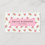 ピンクのスイカ、スイカの種、果物店 名刺 (正面)
