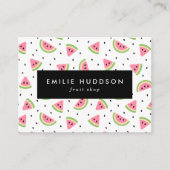 ピンクのスイカ、スイカの種、果物店 名刺 (正面)