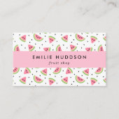 ピンクのスイカ、スイカの種、果物店 名刺 (正面)