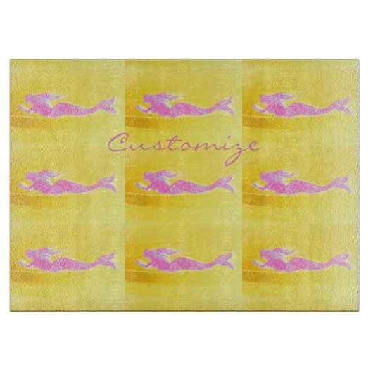 ピンクのスイミングマーメイド カッティングボード (正面)