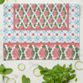 ピンクのスイレン、青いトンボ: キッチンタオル (折り畳み)