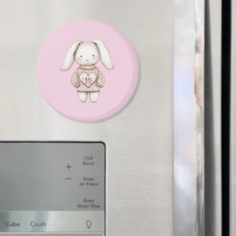 ピンクのスイートかわいいうさぎ ピンクのセーター ハート マグネット