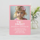 ピンクのスイートツー 誕生日 女の子 フォト パーティー 招待状 (スタンド正面)
