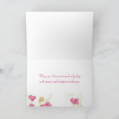 ピンクのスイートピーによってはパンジーの庭が開花します カード (内部)