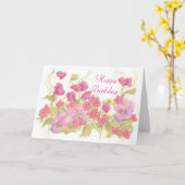 ピンクのスイートピーによってはパンジーの庭が開花します カード (黄色い花)