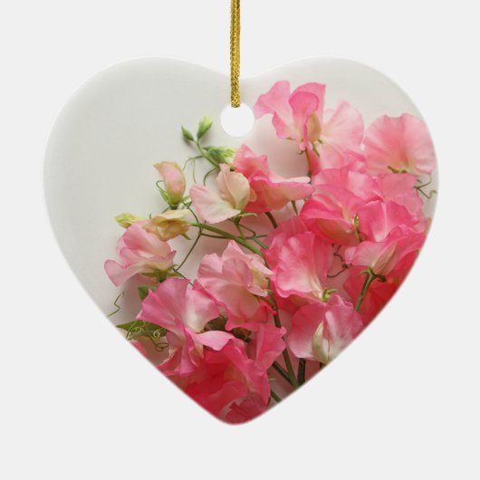 ピンクのスイートピーの花束 セラミックオーナメント (裏面)