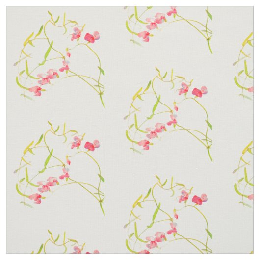 ピンクのスイートピーの花模様 ファブリック (見本)