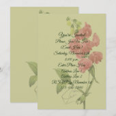 ピンクのスイートピー花の党 招待状 (正面/裏面)