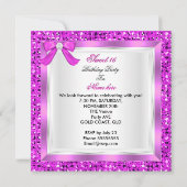 ピンクのスイート16パーティー スイートシックスティーン シルバーグリッター 招待状 (裏面)