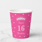 ピンクのスイート16歳の誕生日 紙コップ (正面)