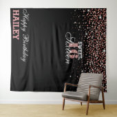 ピンクのスイート16番目のフォトブースの背景 タペストリー (インサイチュ(横))