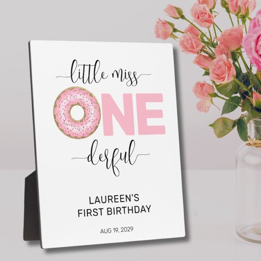 ピンクのスウィートリトルミス 1歳の誕生日 フォトプラーク