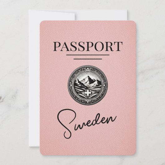 ピンクのスウェーデンのパスポート日付を保存 セーブザデート (正面)