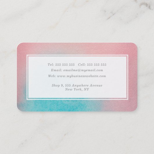 ピンクのスカイアーティスト水の色のスカイビューティフルプロファイル 予約カード (裏面)