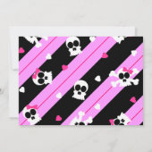 ピンクのスカルおよびハートの誕生会 招待状 (裏面)