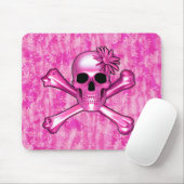 ピンクのスカルおよび花のマウスパッド マウスパッド (マウス)