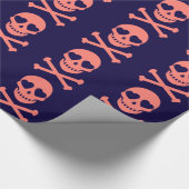 ピンクのスカルでかわいらしい ラッピングペーパー (角)