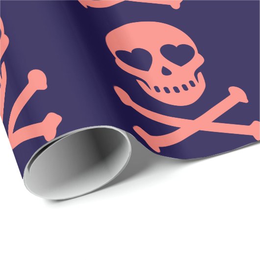 ピンクのスカルでかわいらしい ラッピングペーパー (ロールコーナー)