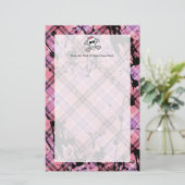 ピンクのスカルとクロスボーン、ハートとボウ 便箋 (スタンド正面)