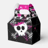 ピンクのスカルとハート誕生日パーティーの好意ボックス フェイバーボックス (裏面サイド)