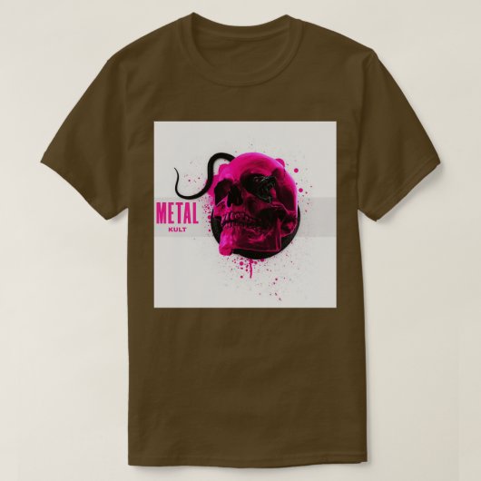 ピンクのスカルとヘビ Tシャツ (デザイン正面)