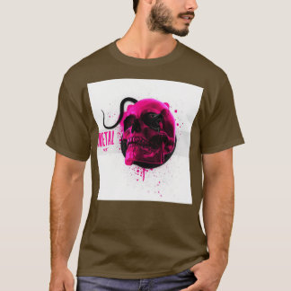 ピンクのスカルとヘビ Tシャツ